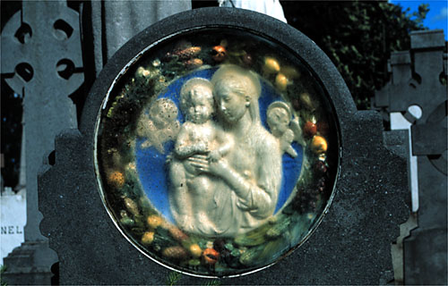 madonna behind glass